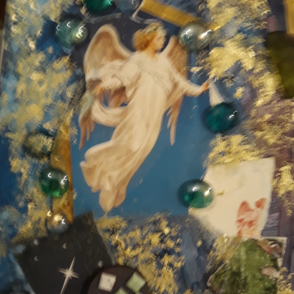 Angel Collage 8x10 mixed media on canvas "Celestia" Brand new Inspiratonal Art - Picture 2 of 4